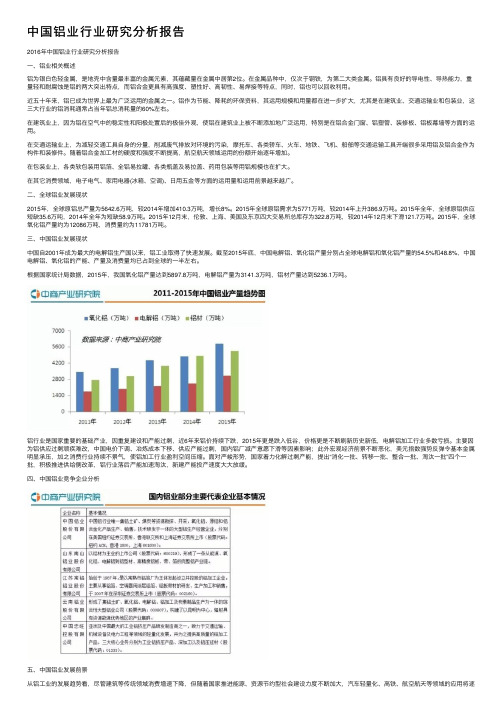 中国铝业行业研究分析报告