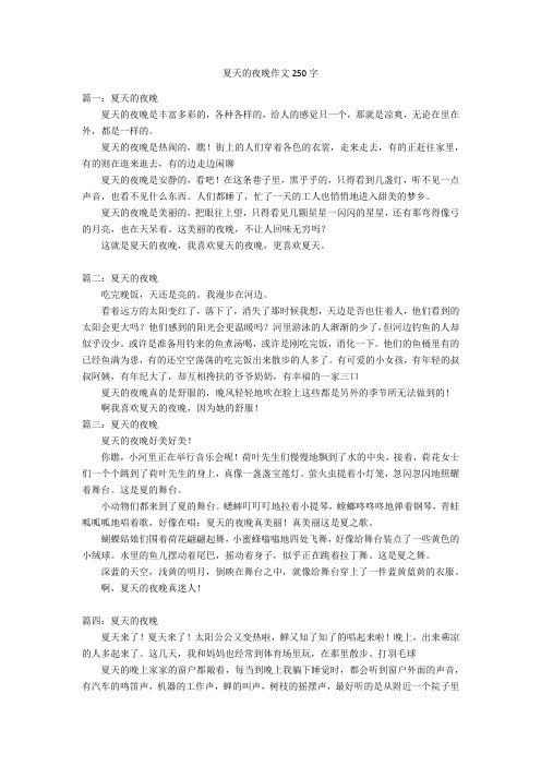 夏天的夜晚作文250字优秀作文