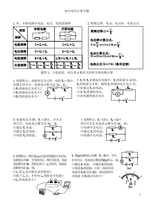 2015年中考汇编电学计算题型1-4