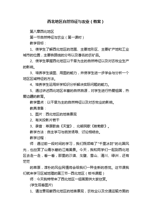 西北地区自然特征与农业（教案）