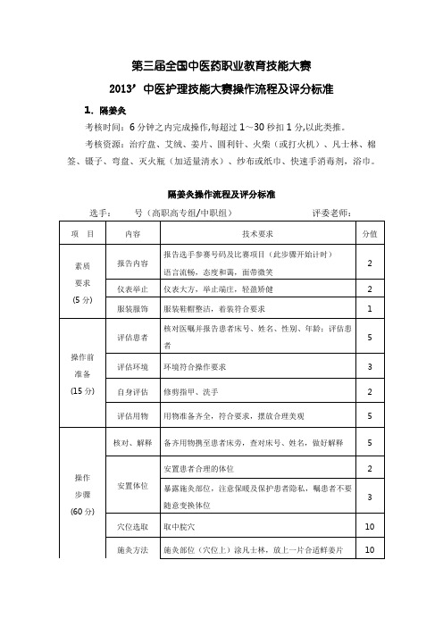 中医药职业教育技能大赛中医护理技能大赛操作流程及评分标准