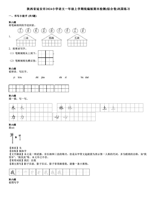 陕西省延安市2024小学语文一年级上学期统编版期末检测(综合卷)巩固练习