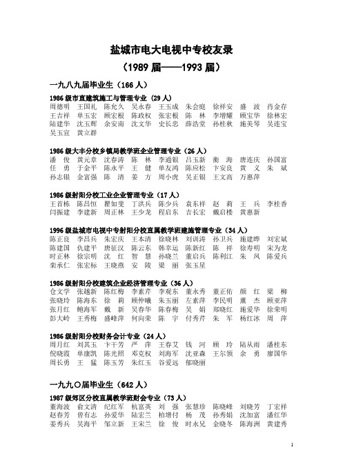 盐城市电大电视中专校友录