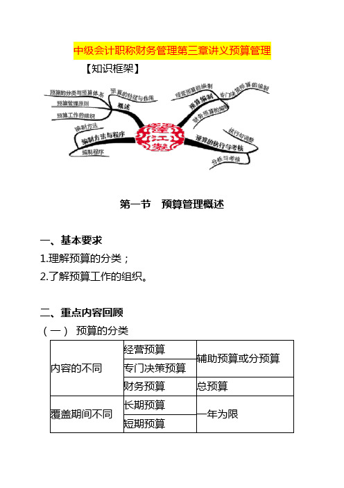 中级会计职称财务管理讲义预算管理