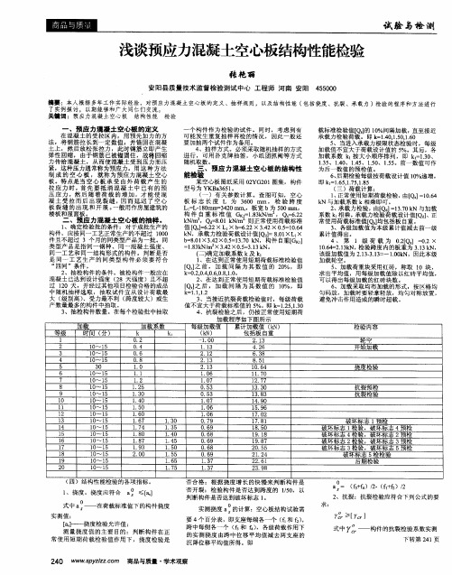 浅谈预应力混凝土空心板结构性能检验