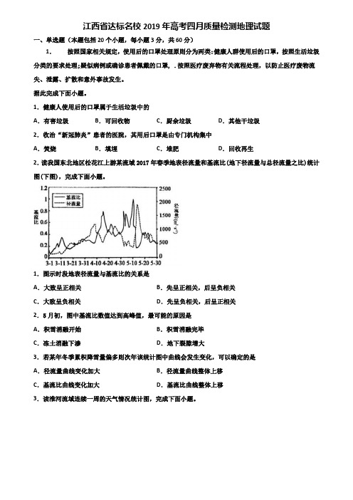 江西省达标名校2019年高考四月质量检测地理试题含解析