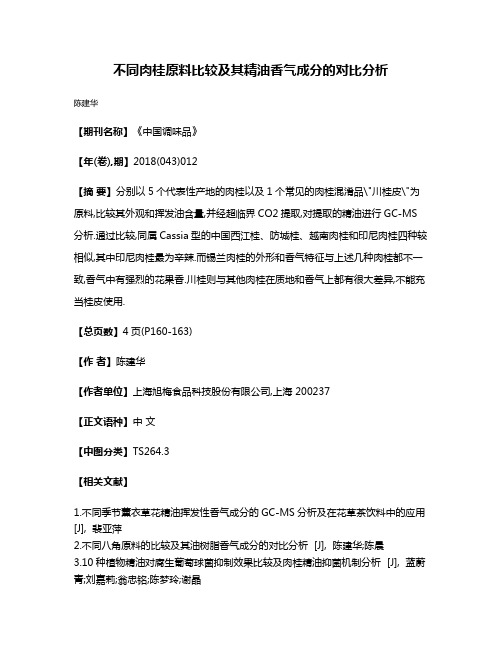 不同肉桂原料比较及其精油香气成分的对比分析