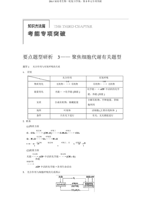 2014届高考生物一轮复习学案：第3单元专项突破