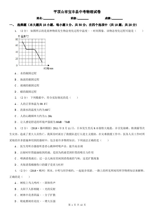 平顶山市宝丰县中考物理试卷