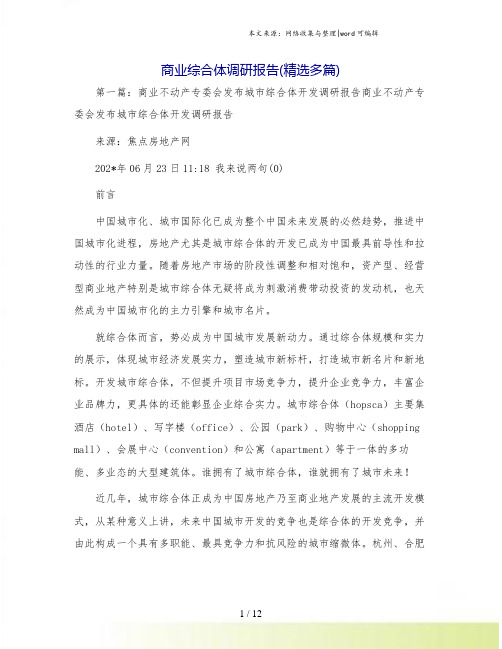 商业综合体调研报告(精选多篇).doc