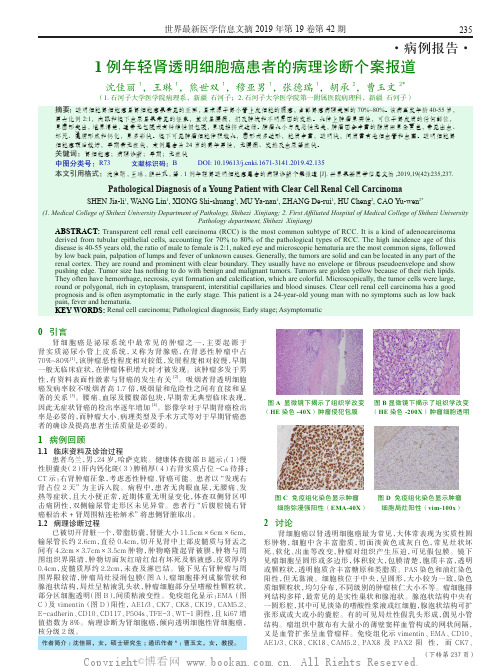 1例年轻肾透明细胞癌患者的病理诊断个案报道