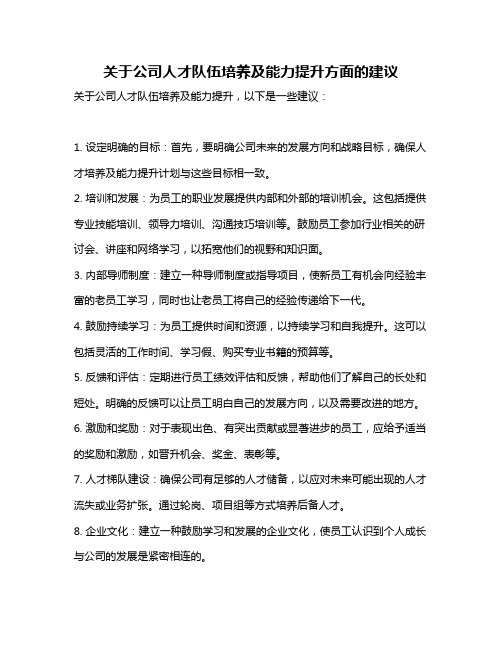 关于公司人才队伍培养及能力提升方面的建议