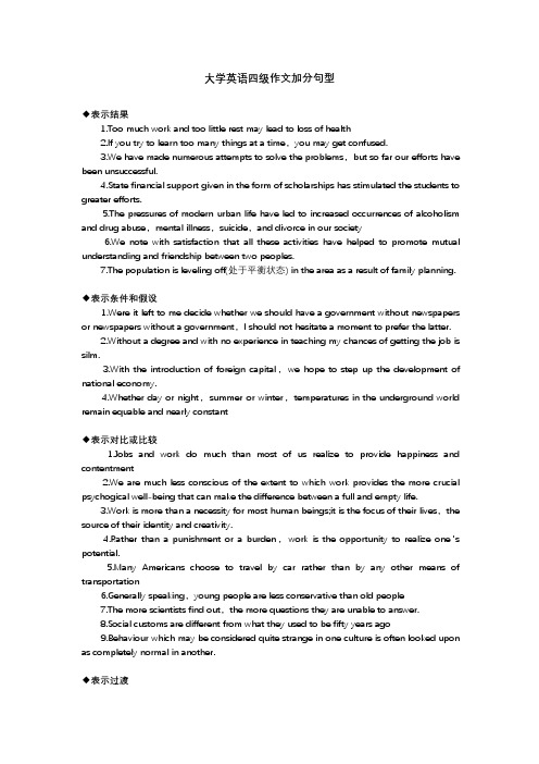 大学英语四级作文加分句型