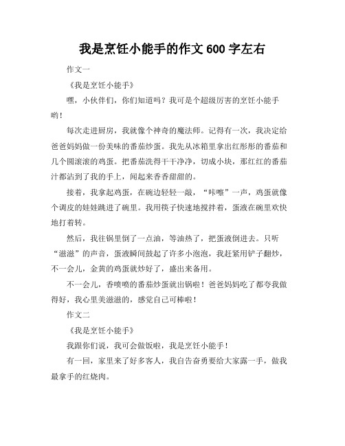 我是烹饪小能手的作文600字左右