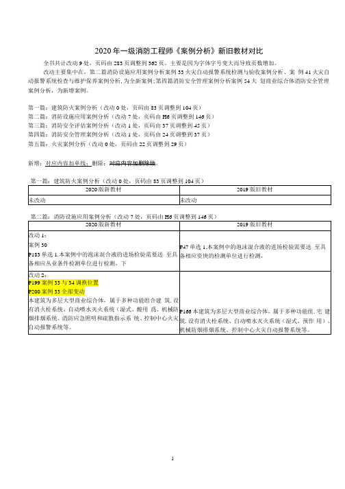 2020年一级消防工程师《案例分析》新旧教材对比