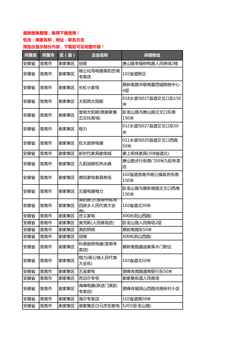 新版安徽省淮南市谢家集区家用电器企业公司商家户名录单联系方式地址大全85家