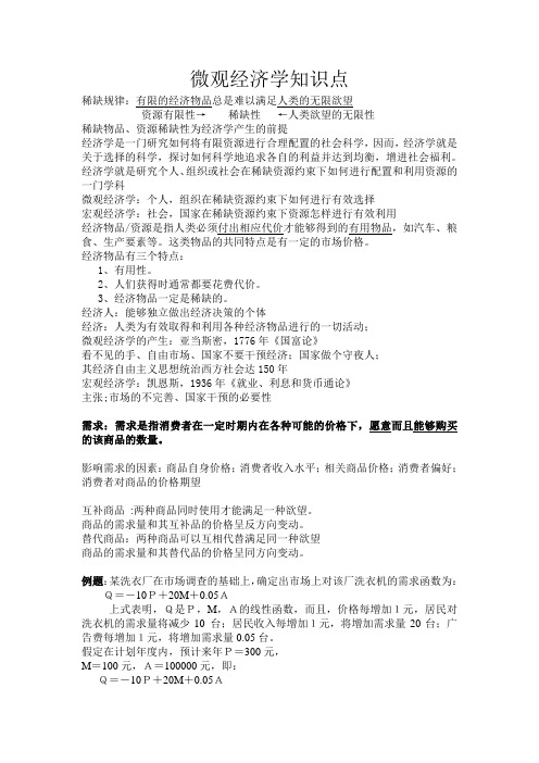 微观经济学知识点
