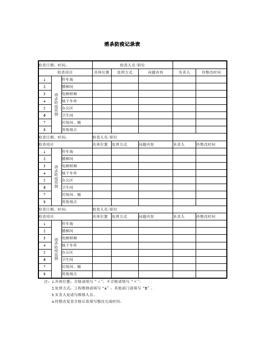 消杀防疫记录表