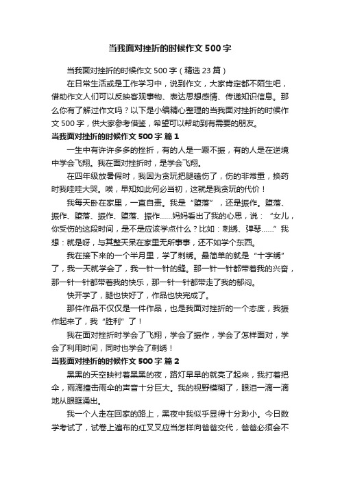 当我面对挫折的时候作文500字（精选23篇）