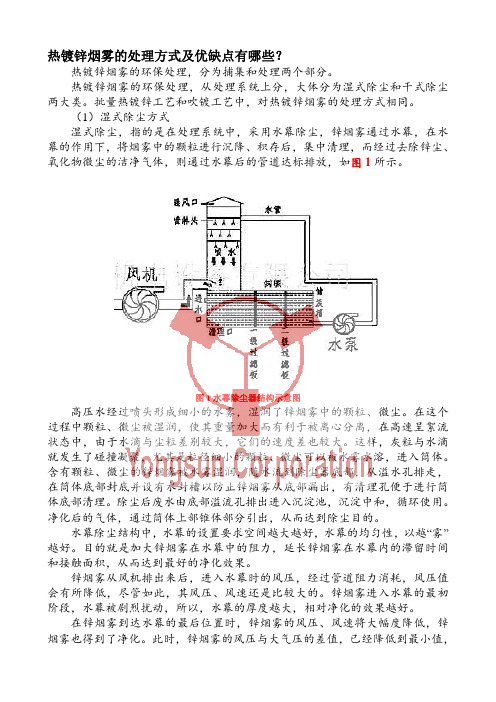 热镀锌烟雾的处理方式及优缺点有哪些？