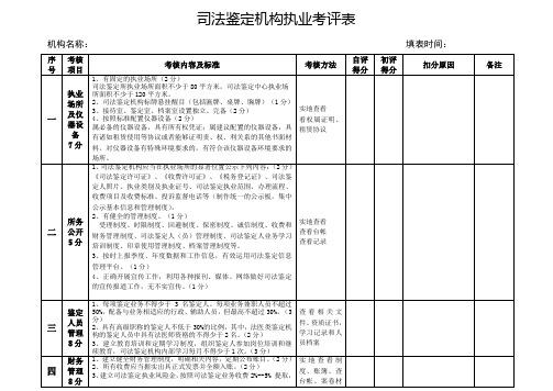 司法鉴定机构执业考评表