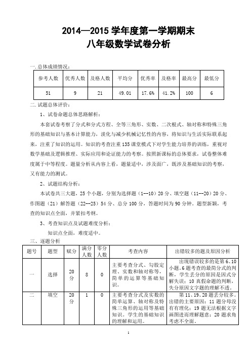 数学期末试卷分析