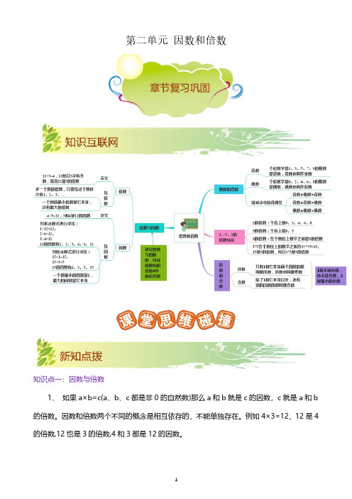 五年级第二学期第二单元《因数和倍数》章节复习巩固(解析)人教版