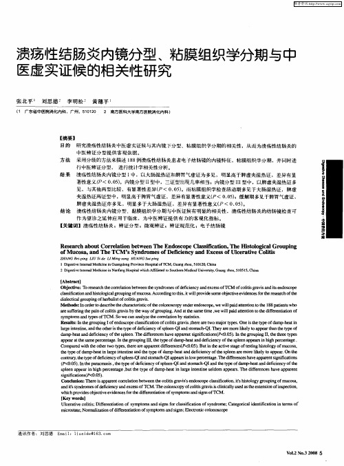 溃疡性结肠炎内镜分型、粘膜组织学分期与中医虚实证候的相关性研究