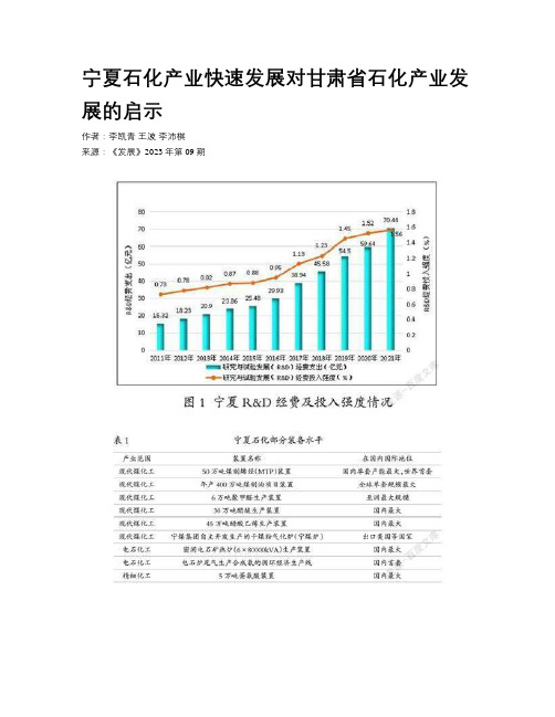 宁夏石化产业快速发展对甘肃省石化产业发展的启示