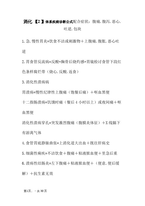 执业医师考试之疾病诊断公式