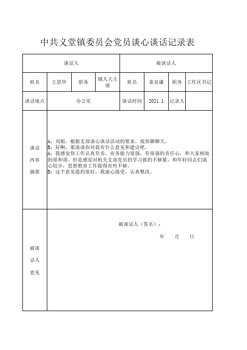 预备党员谈心谈话记录表 - 4