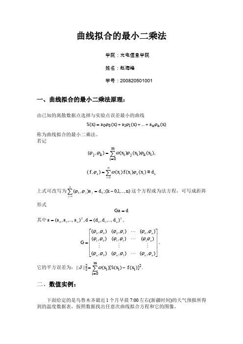 曲线拟合的最小二乘法matlab举例