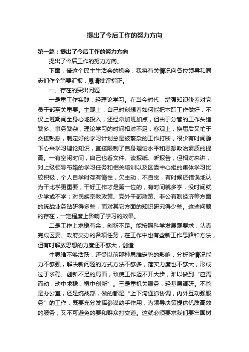 提出了今后工作的努力方向