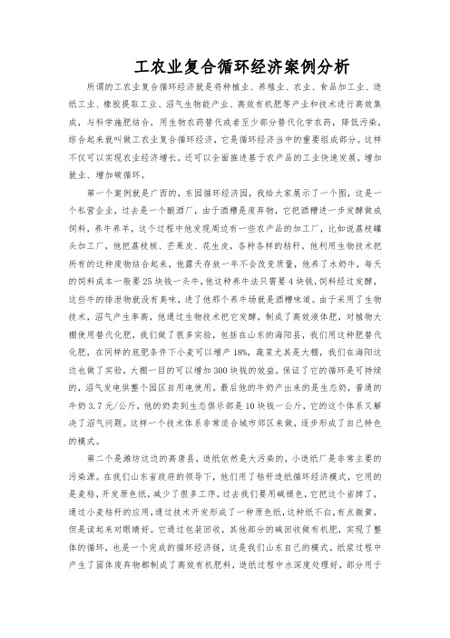 工农业复合循环经济案例分析