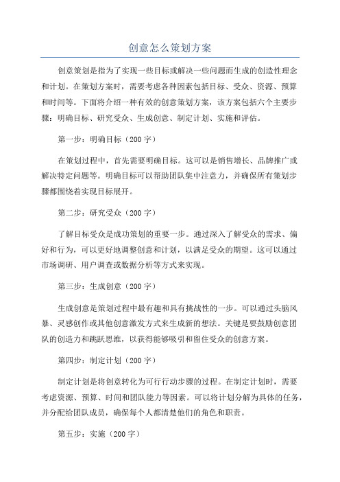 创意怎么策划方案