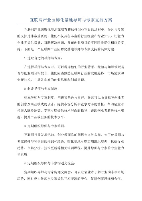 互联网产业园孵化基地导师与专家支持方案