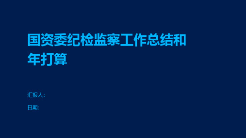 国资委纪检监察工作总结和年打算