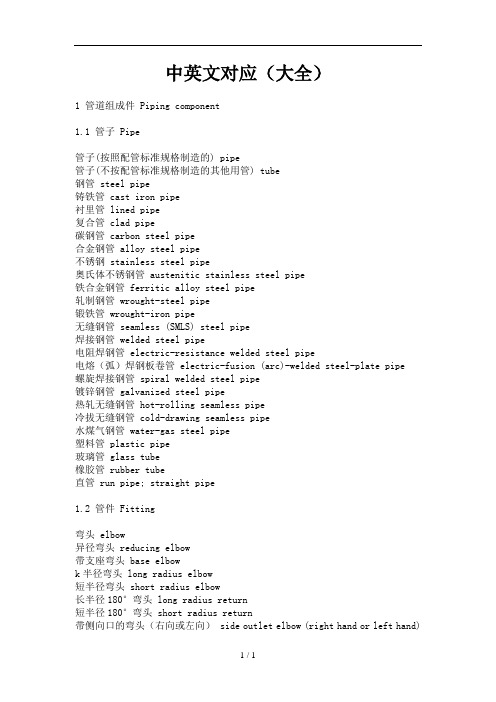 钢管、管件、法兰和阀门等中英文对照(非常全的)