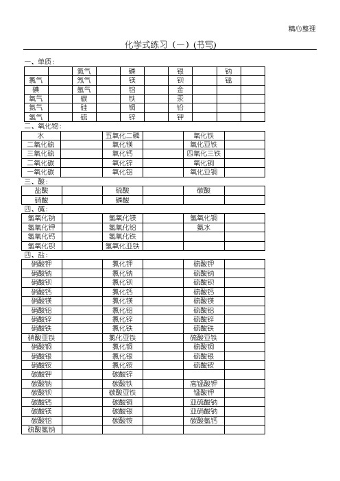 常见物质化学式书写练习