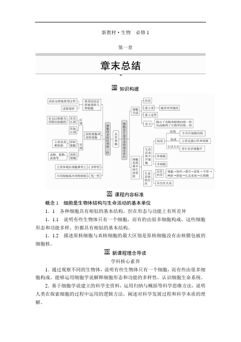 高中生物必修一(新教材)章末总结(共6章)