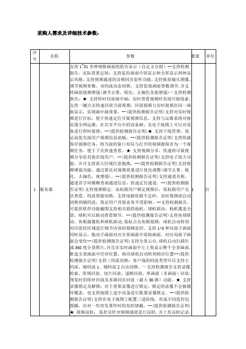 采购人需求及详细技术参数