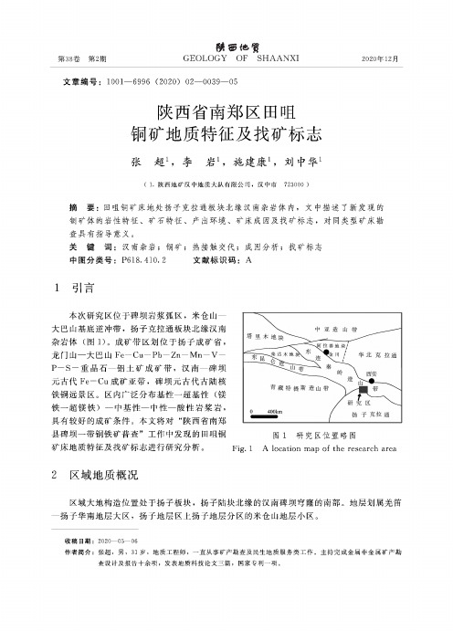 陕西省南郑区田咀铜矿地质特征及找矿标志