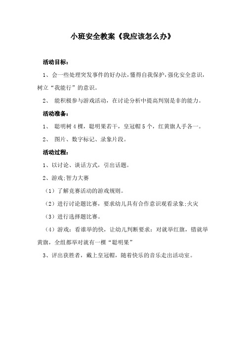 小班安全教案《我应该怎么办》