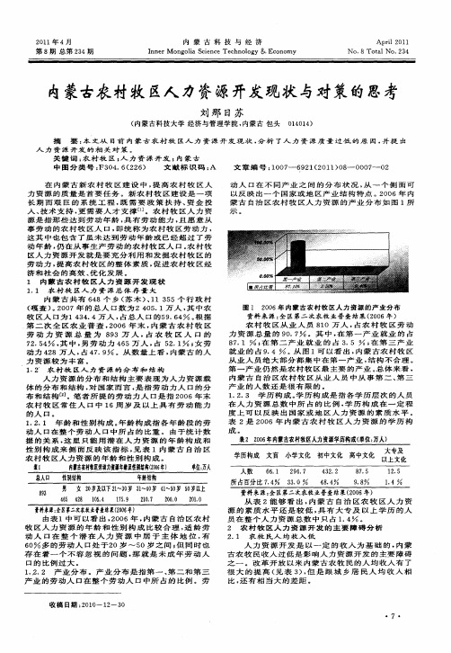 内蒙古农村牧区人力资源开发现状与对策的思考