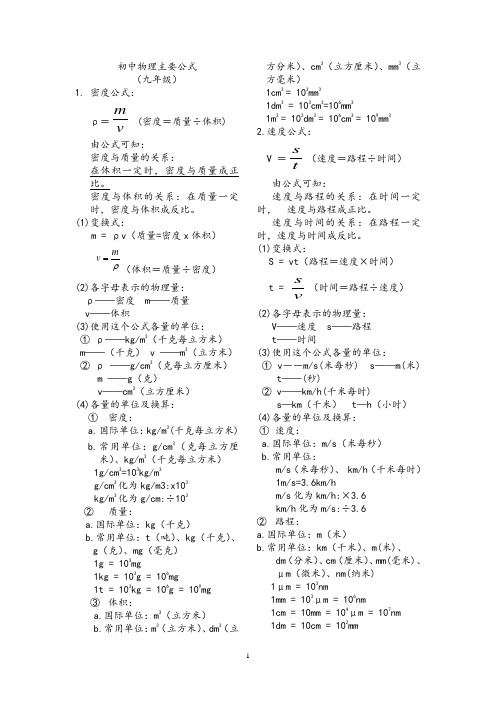 初中八年级物理主要公式(有图)