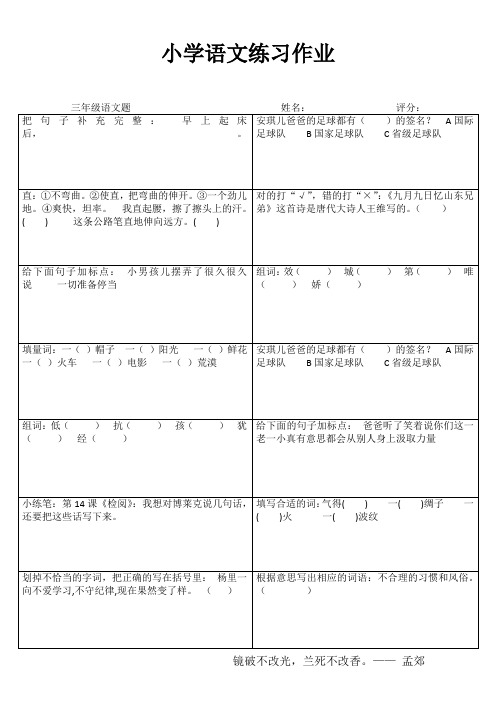 小学三年级语文综合运用IV (13)