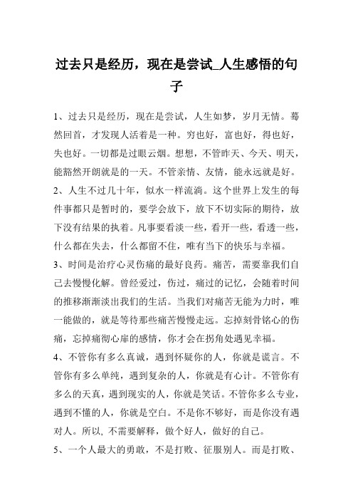 过去只是经历,现在是尝试_人生感悟的句子