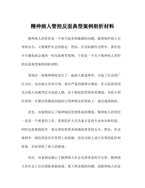 精神病人管控反面典型案例剖析材料