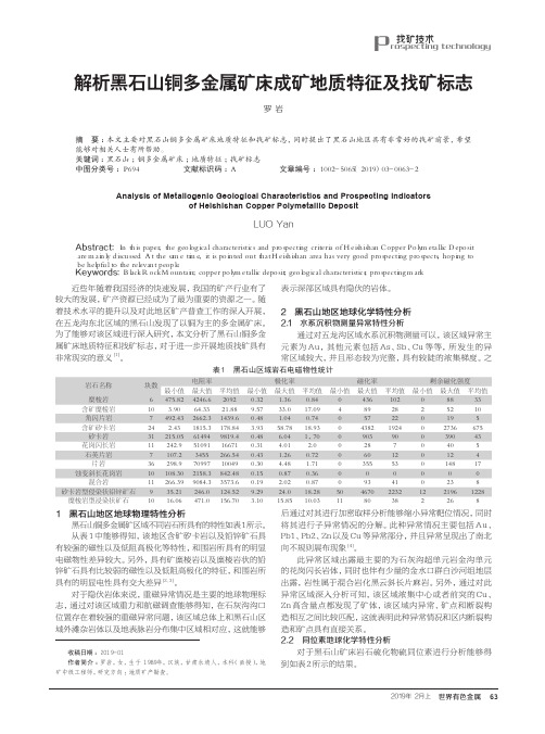 解析黑石山铜多金属矿床成矿地质特征及找矿标志