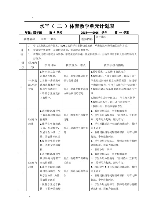 四年级急行跳远单元计划